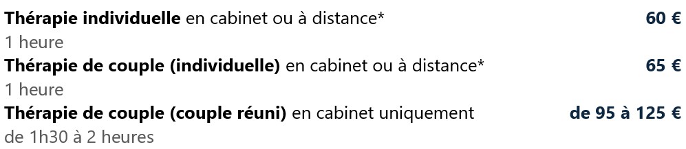 Tarifs des consultations